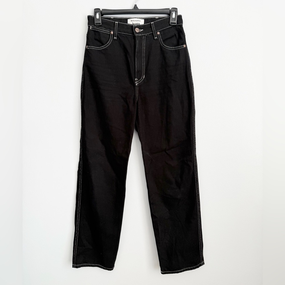 Reformation Size 25 • Cowboy Jeans High Rise Straight Leg Jeans Black - Picture 2 of 5